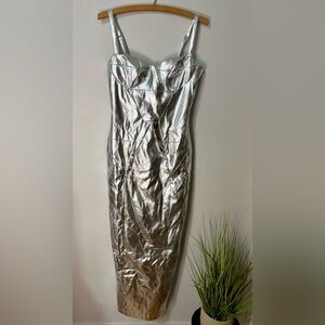 Fashion Nova Silver Strapless Dress